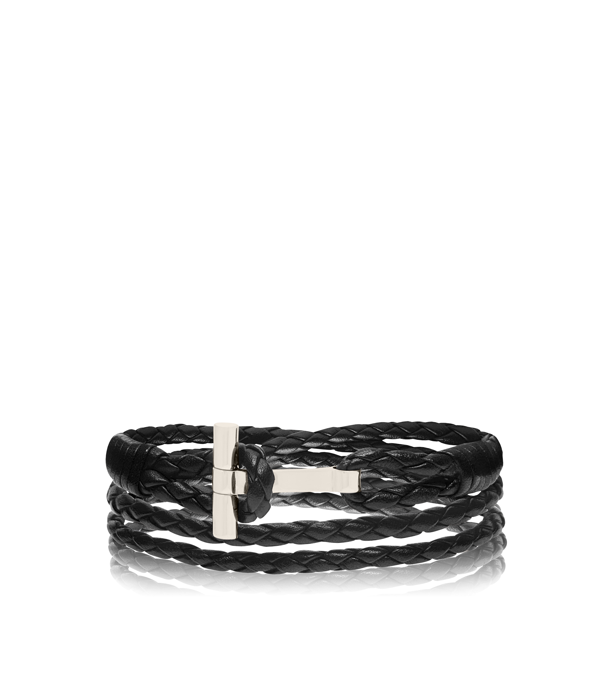 BRAIDED LEATHER T BRACELET
