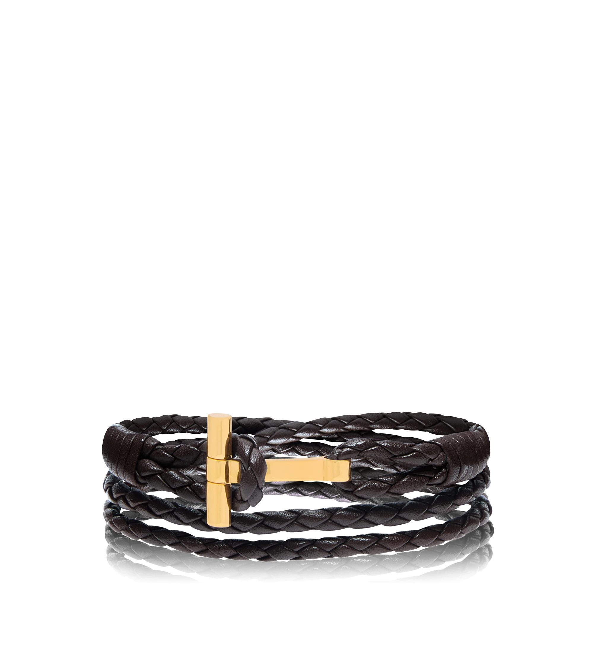BRAIDED LEATHER T BRACELET