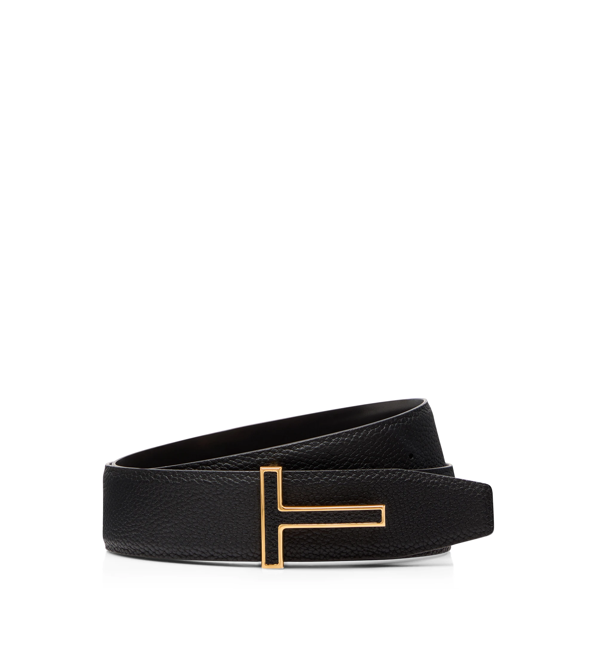 GRAIN LEATHER INSERT BUCKLE T BELT