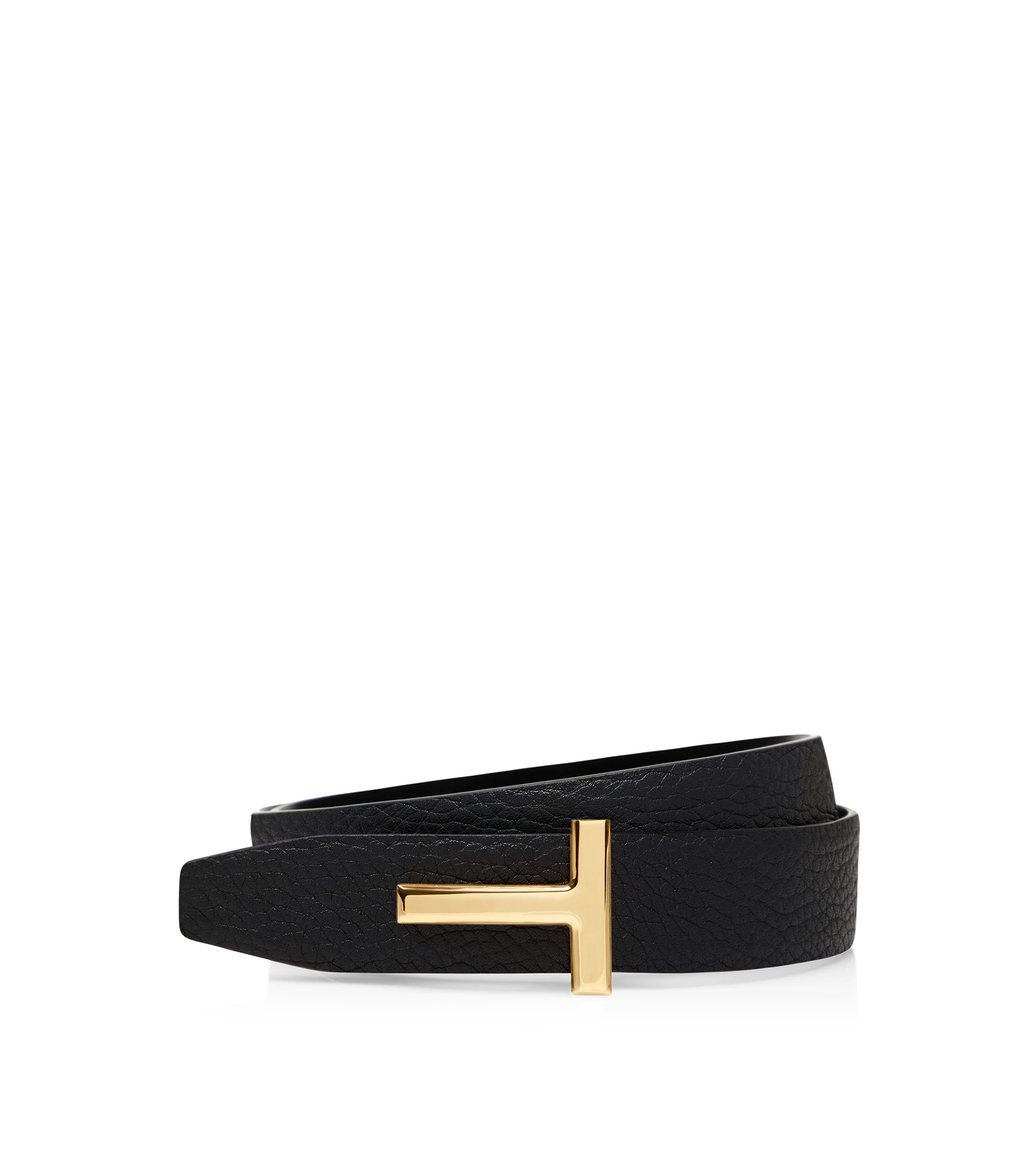 GRAIN LEATHER AND SMOOTH LEATHER REVERSIBLE T BELT 30 MM