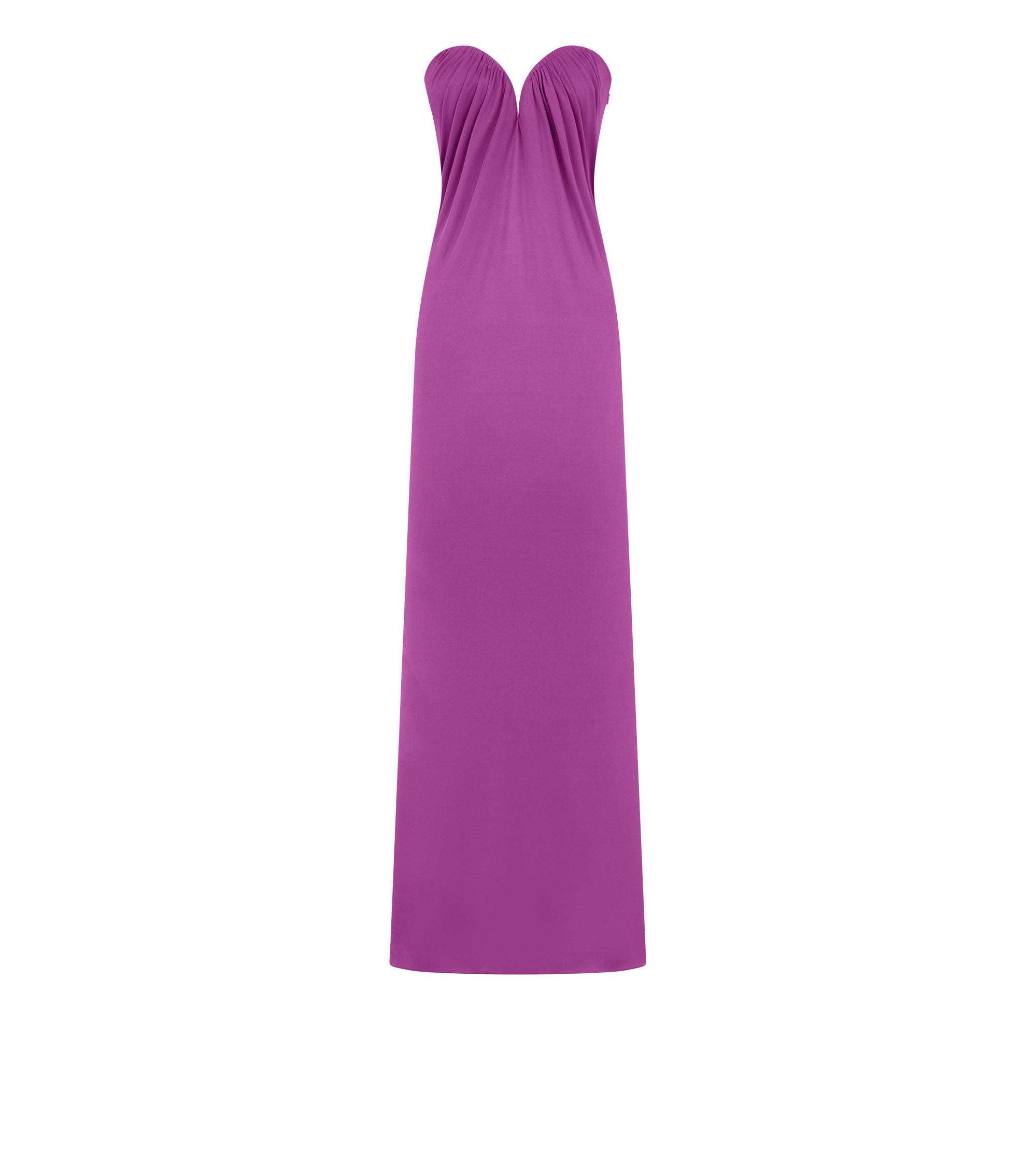 STRAPLESS DRAPED EVENING DRESS