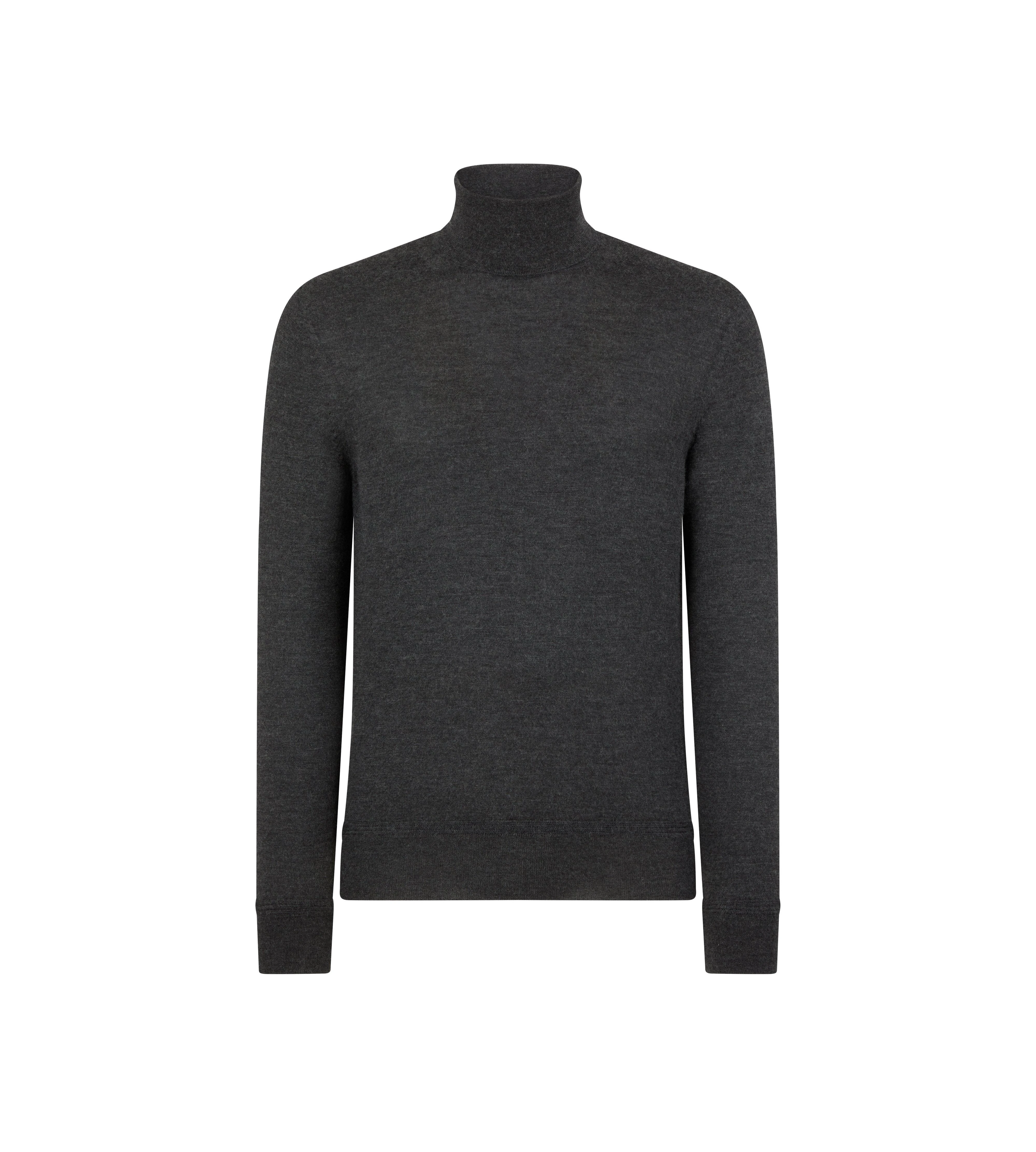 FINE GAUGE CASHMERE SILK ROLL NECK