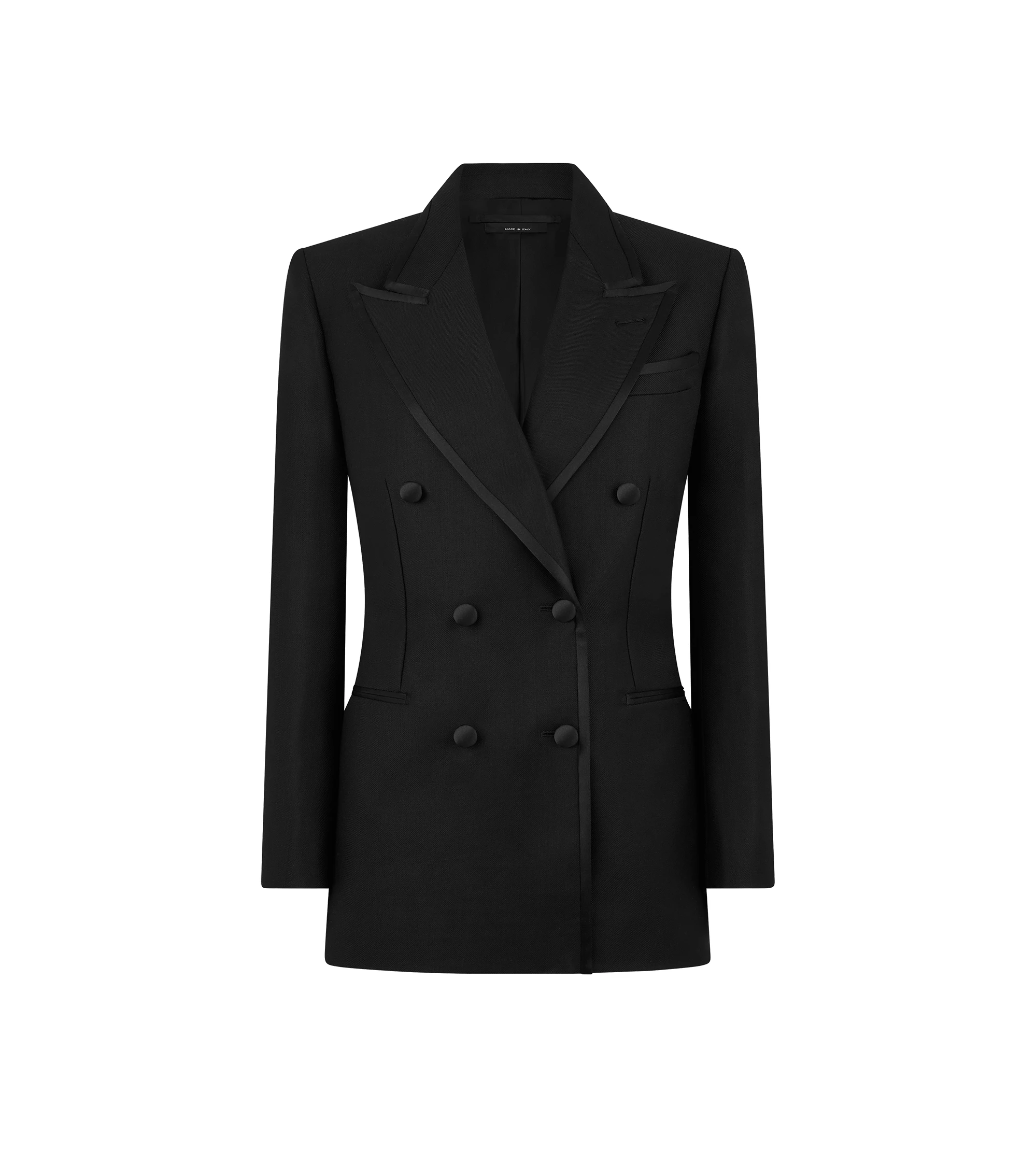 SILK AND MOHAIR BLEND "WALLIS"  DOUBLE BREASTED TUXEDO JACKET