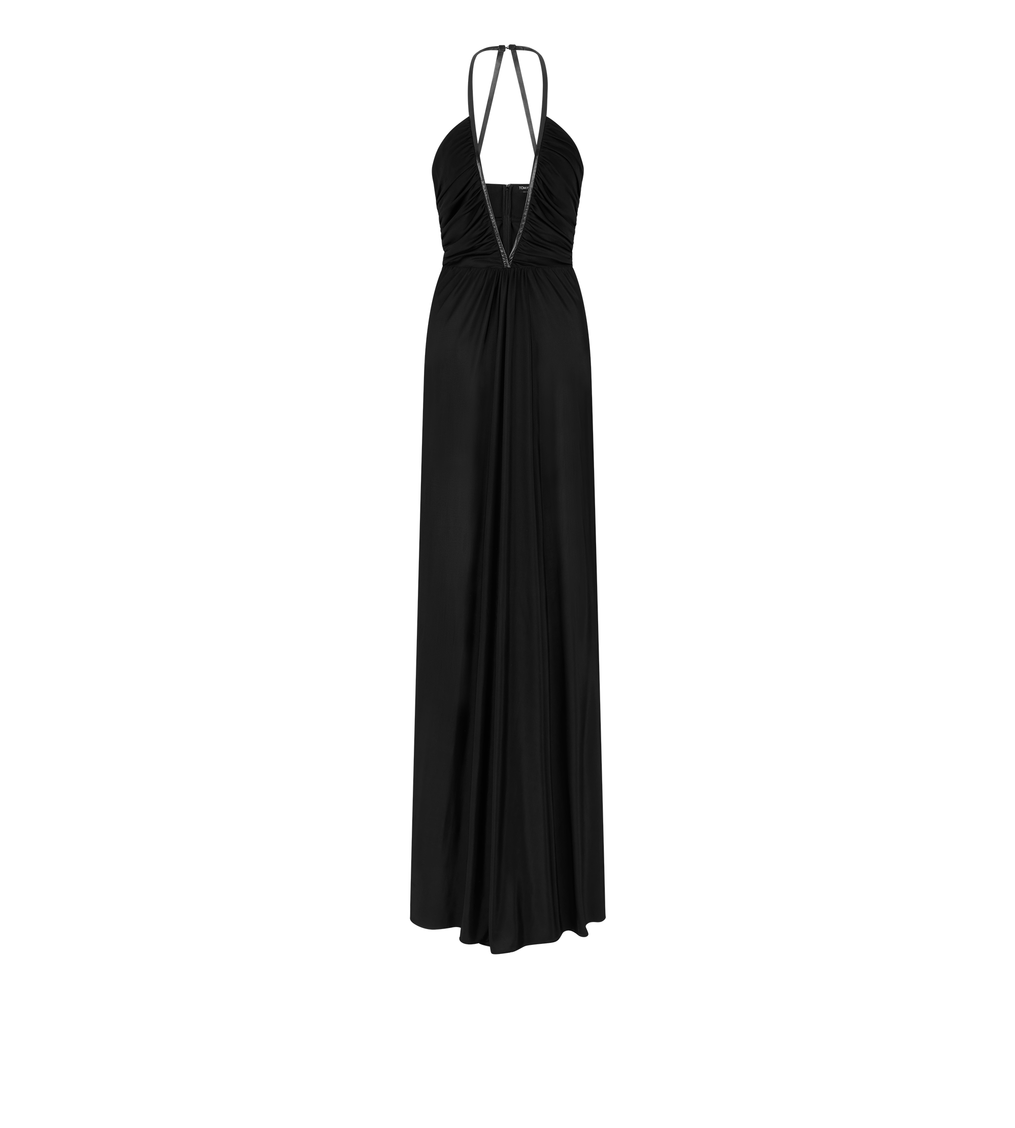 STRETCH JERSEY DEEP V-NECK EVENING DRESS