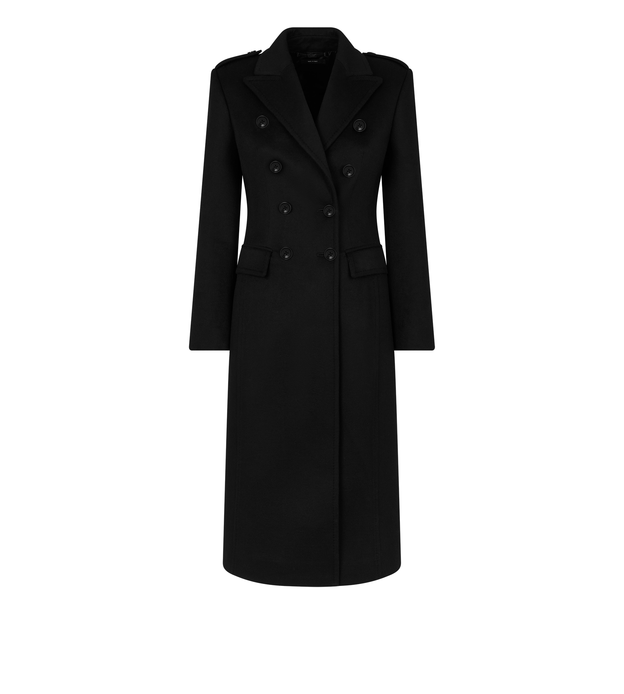 BRUSHED COMPACT CASHMERE DOUBLE BREASTED MILITARY COAT