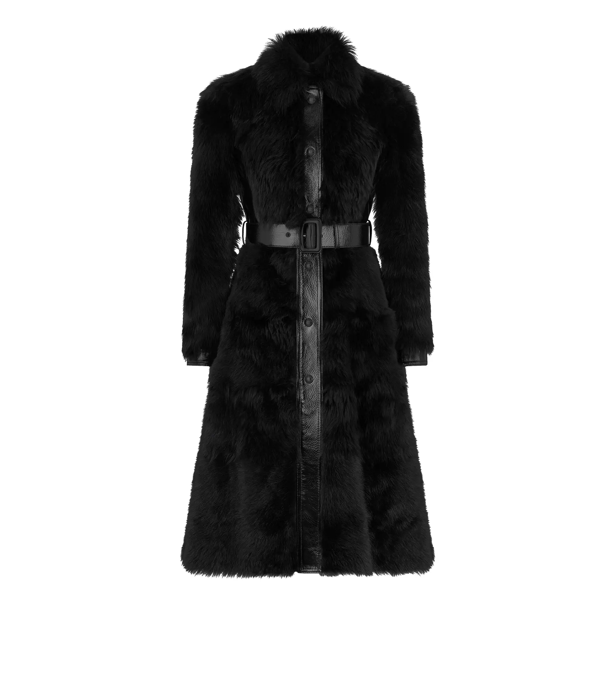 SHEARLING BELTED COAT
