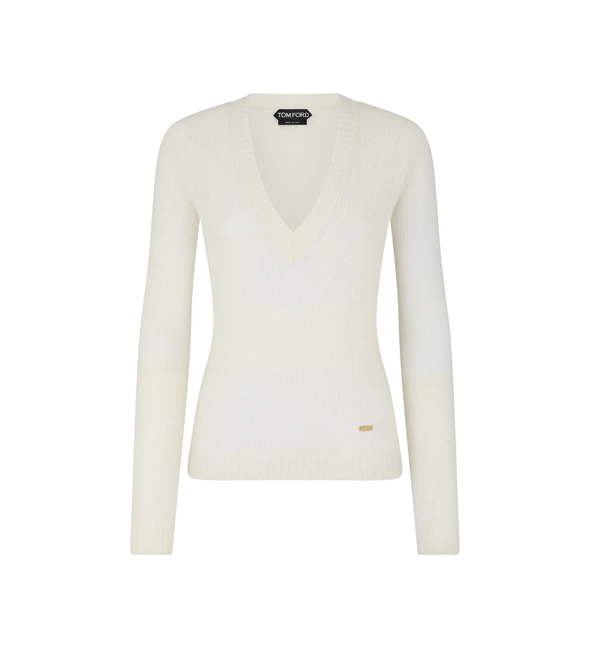 SEAMLESS CASHMERE SILK KNIT V-NECK TOP