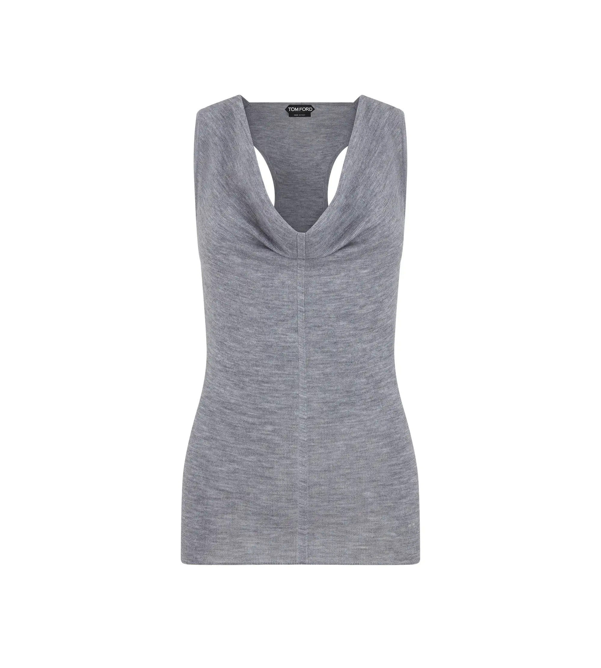 MERINO WOOL RIB KNIT COWL COLLAR TANK TOP