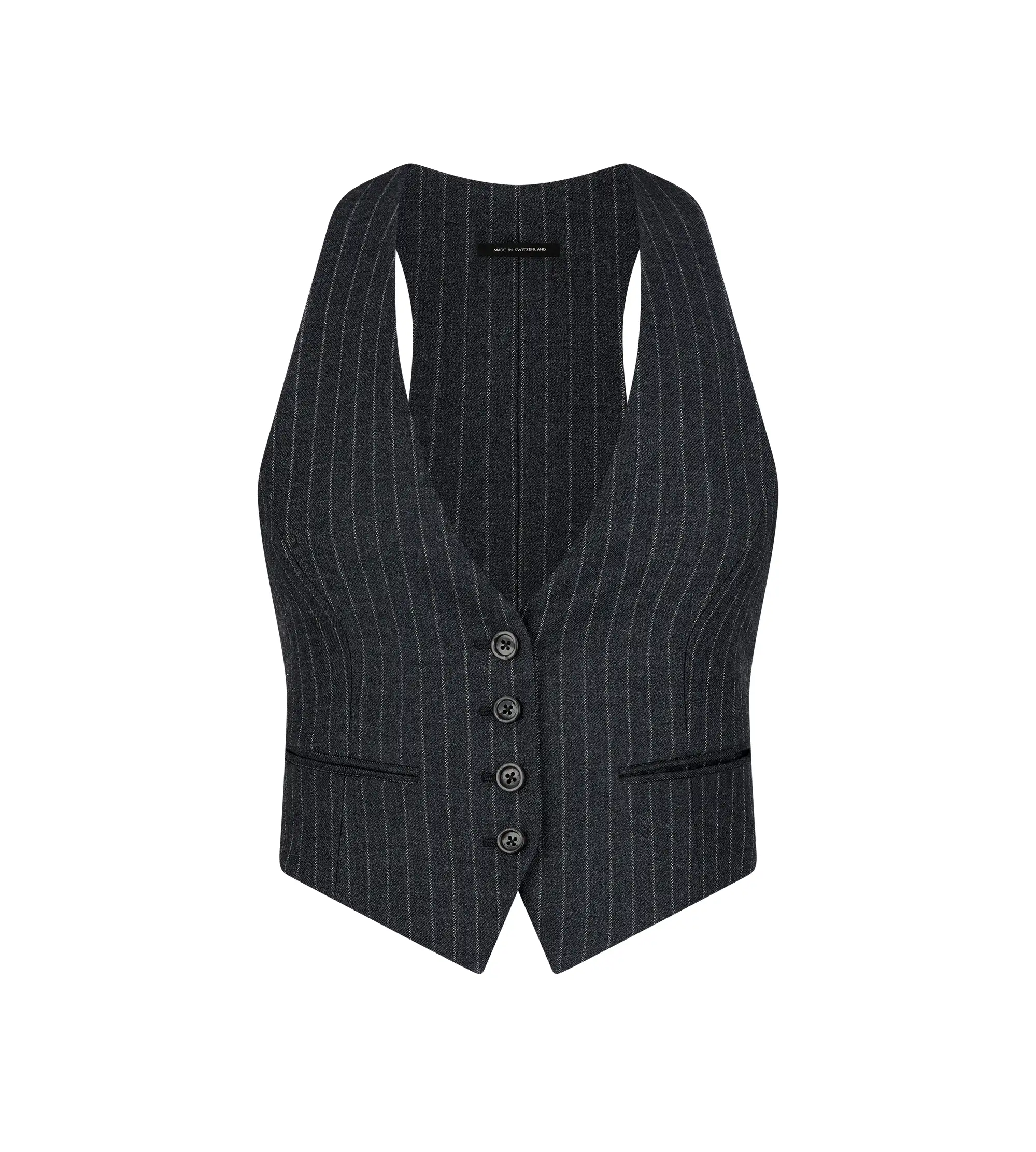 STRIPED WOOL FLANNEL WAISTCOAT