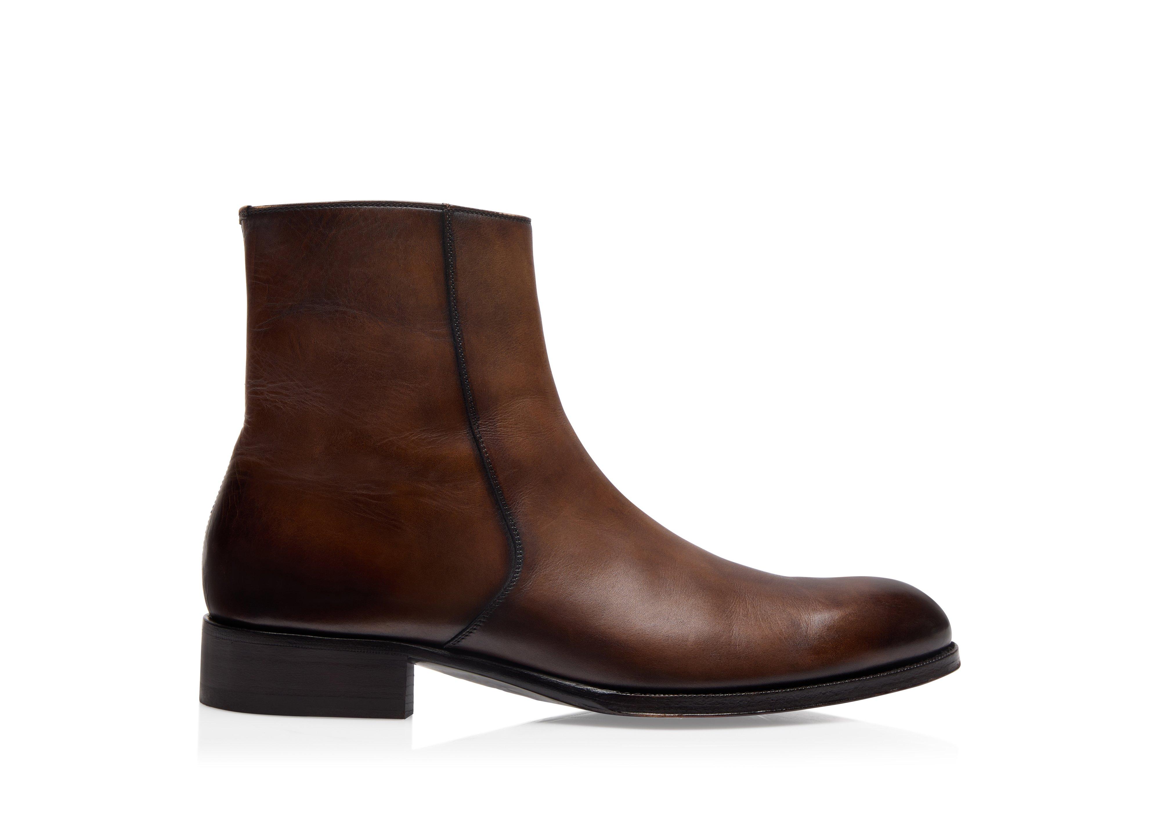 BURNISHED LEATHER EDGAR ZIP BOOT
