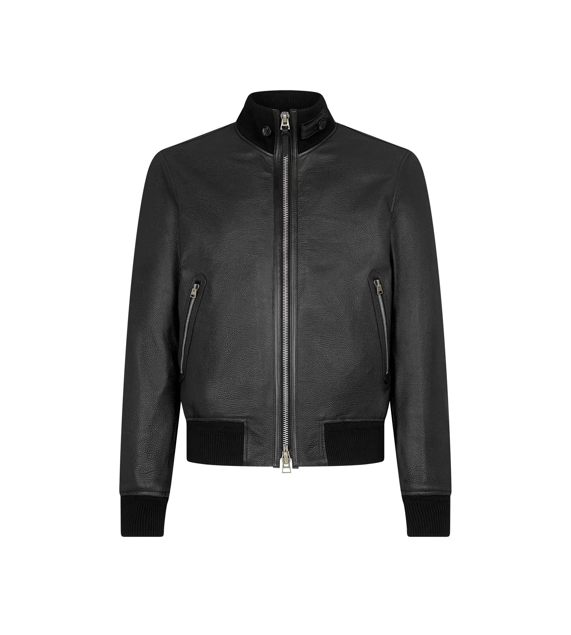 GRAIN LEATHER FUNNEL BOMBER