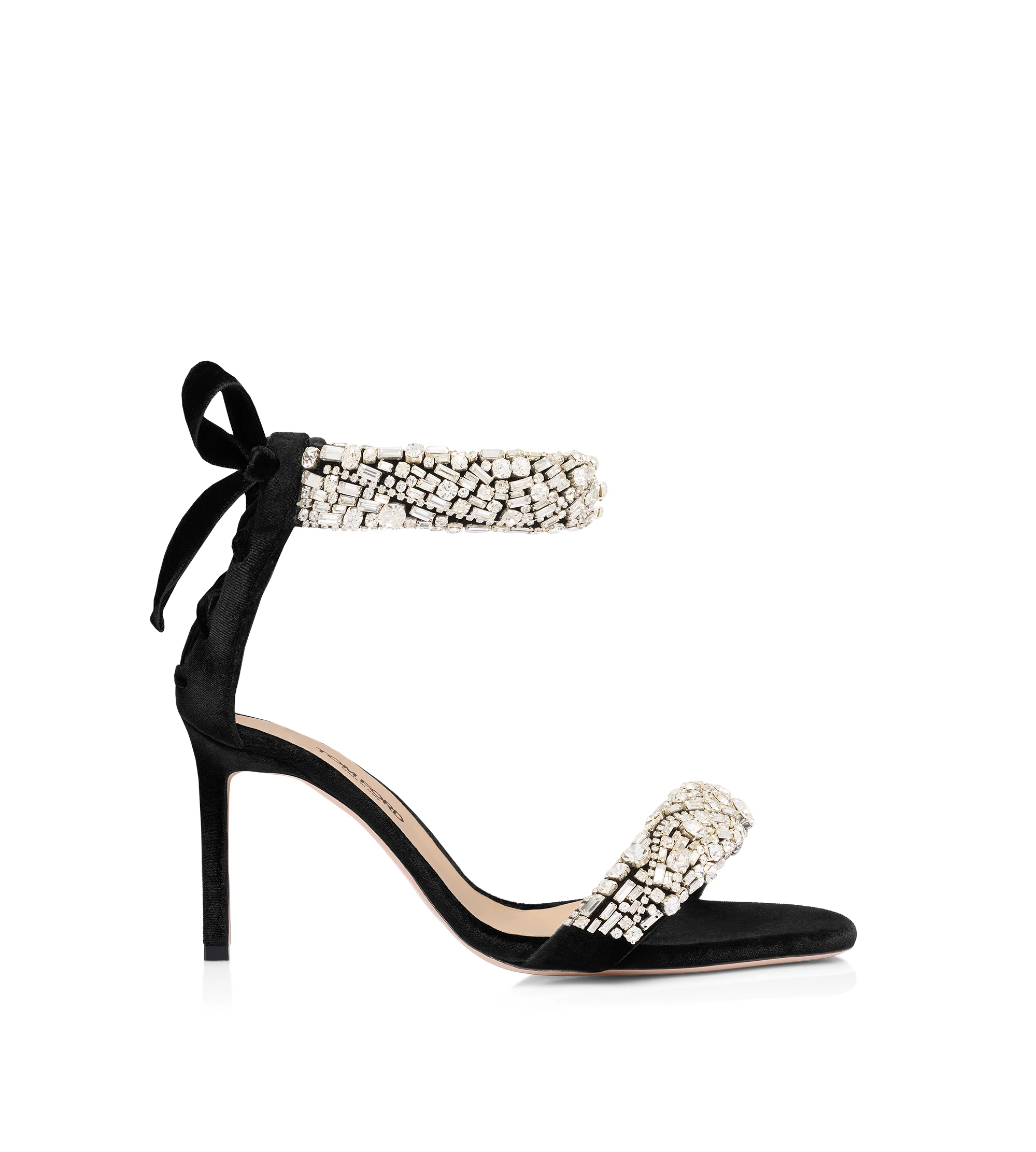CRYSTAL-EMBELLISHED VELVET EDIE SANDAL