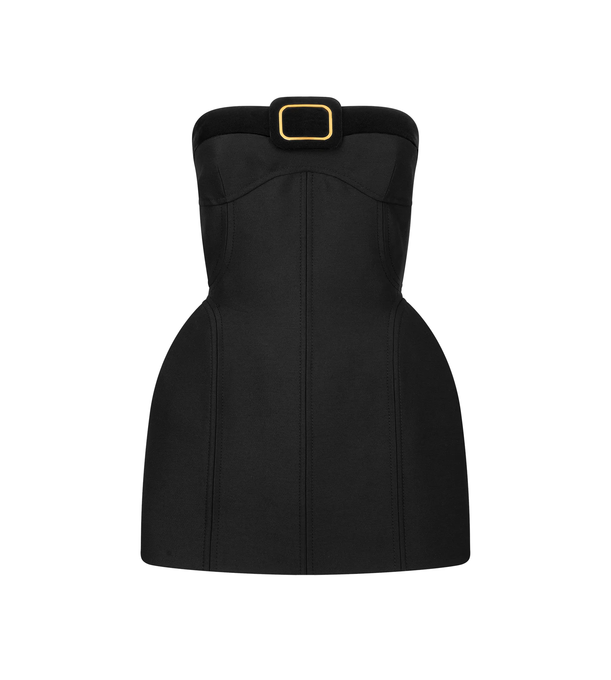 STRAPLESS MINI COCKTAIL DRESS WITH BUCKLE DETAIL