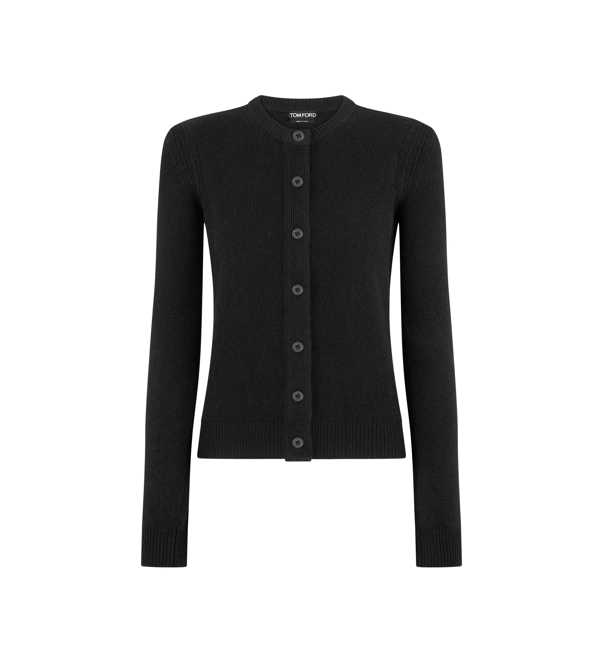 CREWNECK CARDIGAN WITH SHOULDER PADS