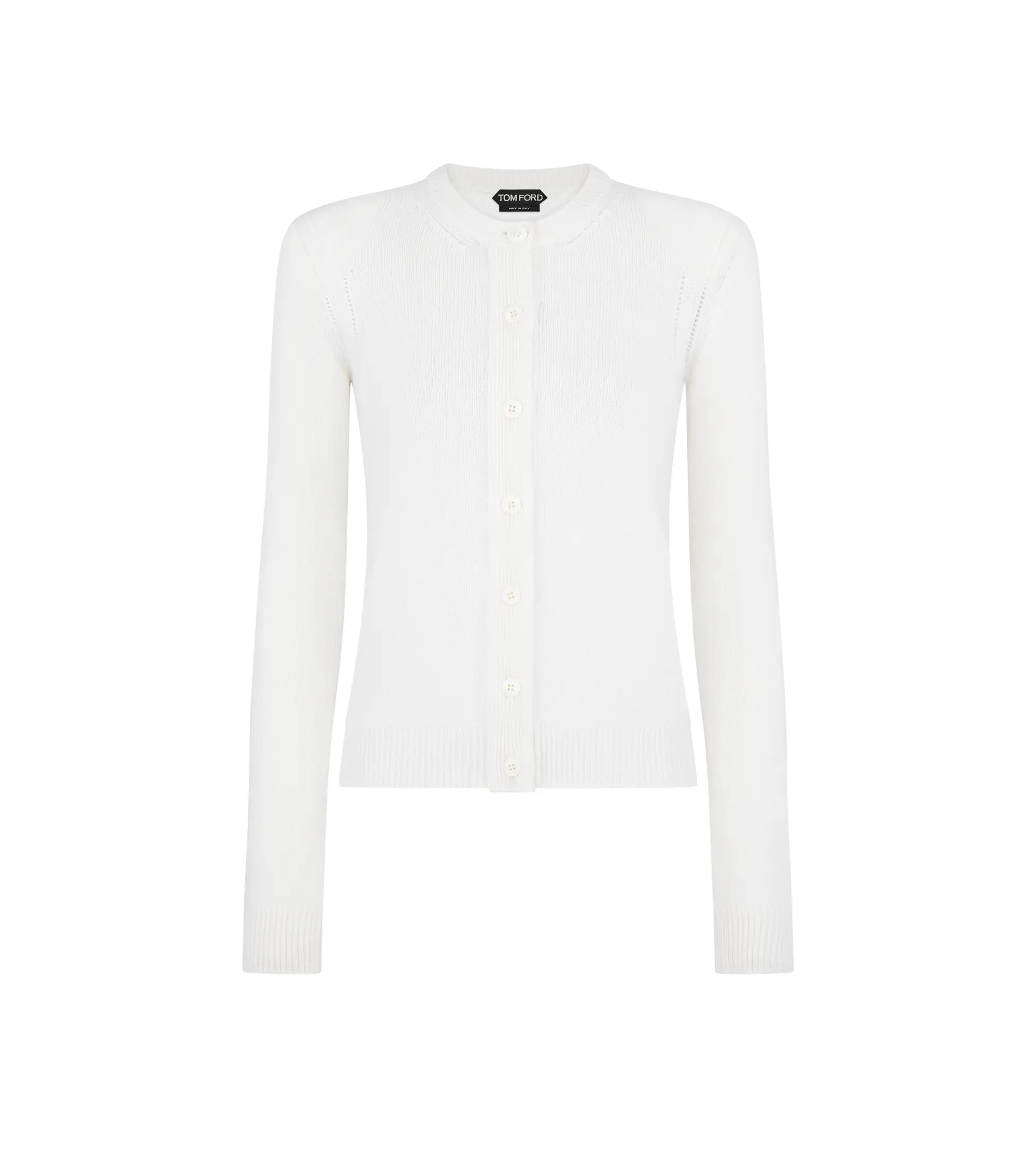 CREWNECK CARDIGAN WITH SHOULDER PADS