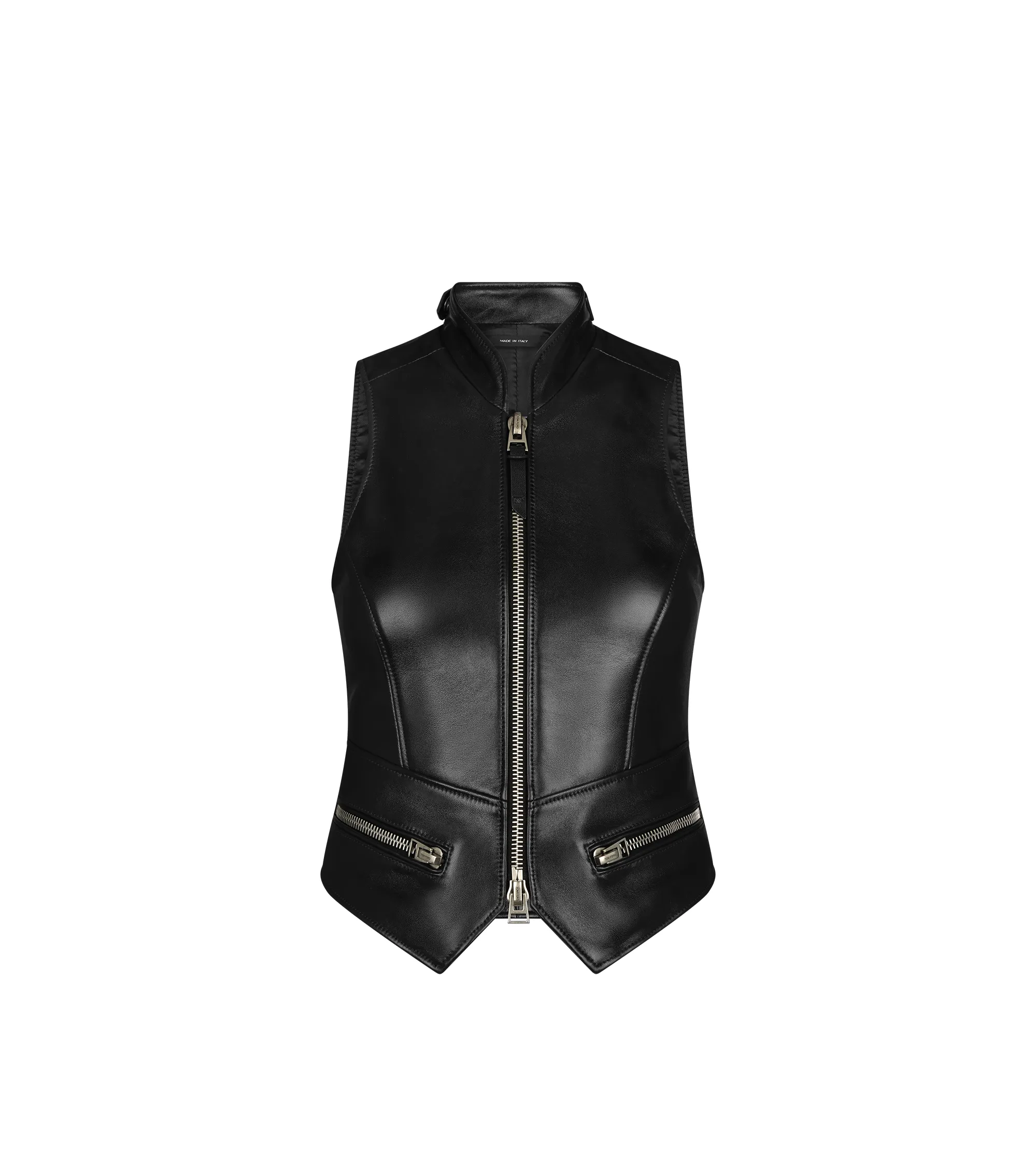 SHINY PLONGE LEATHER WAISTCOAT