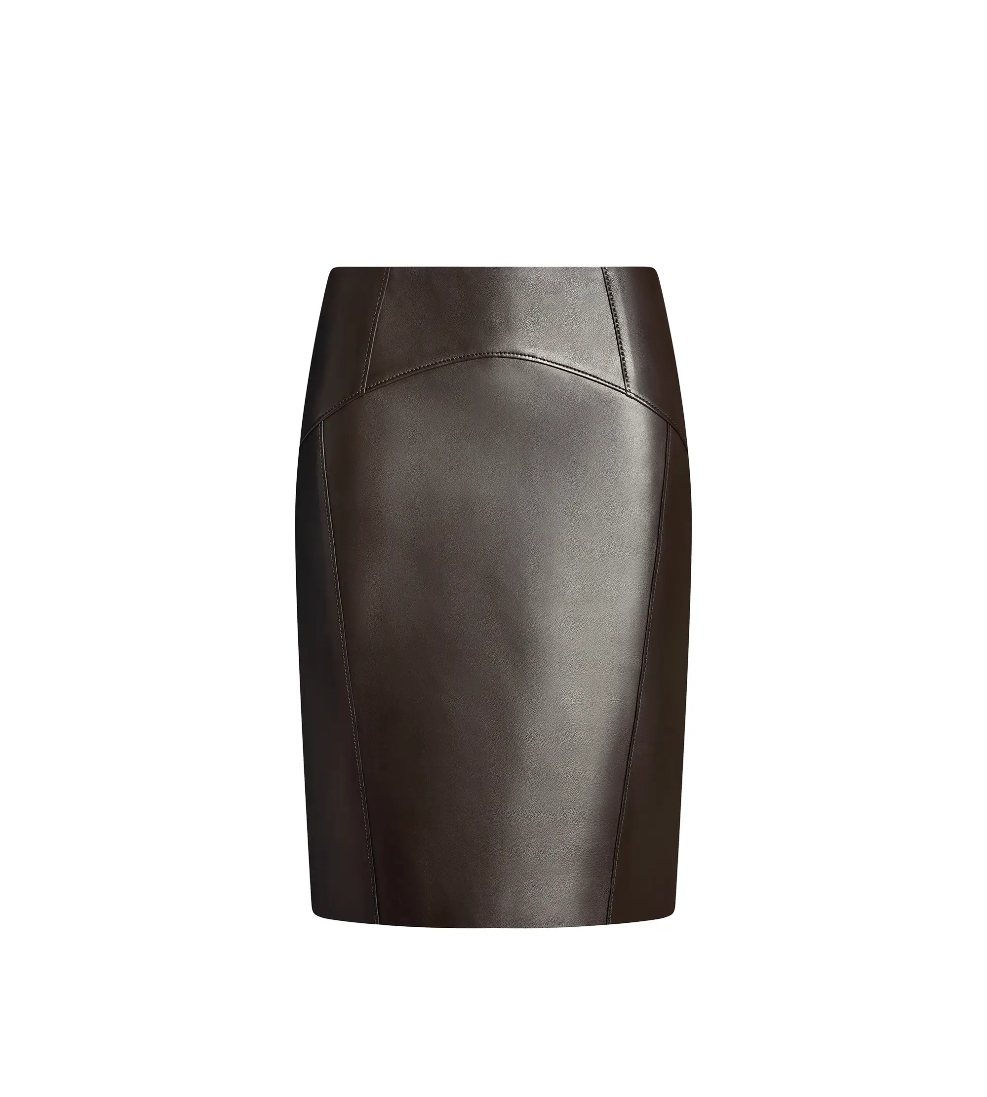 NEW PLONGE LEATHER PENCIL SKIRT