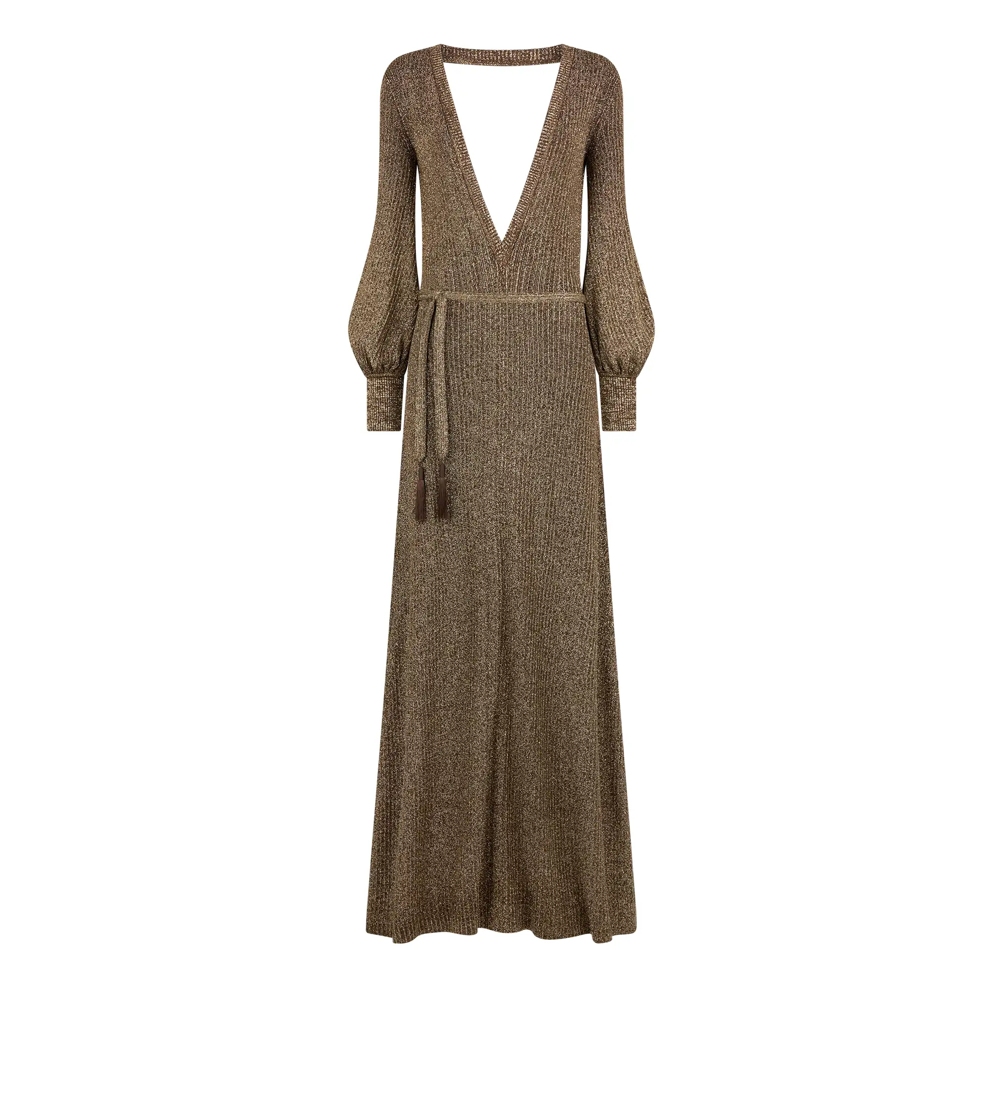 LONG V-NECK DRESS WITH OPEN BACK
